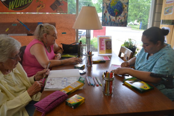 Adults gathered at the West Lafayette Library to color during their event, Keep Calm and Color On, on Thursday, June 8 from 5 – 7 p.m. Beth Scott | Beacon