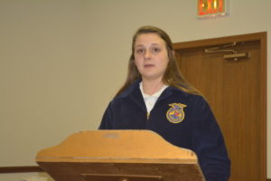 Katie Hardesty recited the FFA Creed at the National Ag Day Luncheon held March 21 at Canal Lewisville United Methodist Church. Josie Sellers | Beacon