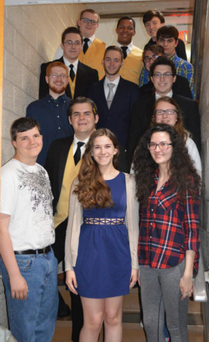 Pictured are several of the graduating seniors in the Coshocton Youth Chorale, From the bottom left to right: Noah Kaser, Maggie Myers, Emma Hildreth, Michael Belt, Gretchen Lozowski, Jacob Heading, DJ Esselburn, Jordan Conner, Nathan Moses, Everett Hall, Shawn Smalley, Michael Border, Jadyn Cline, and Daniel Cullison. Contributed | Beacon