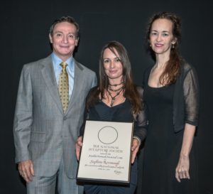 Artist Stephanie Revennaugh (center) received the Marilyn Newmark Memorial Grant from the National Sculpture Society. Pictured with her are Michel Langlais, NSS President and Amy Kann, NSS First Vice President. Contributed | Beacon