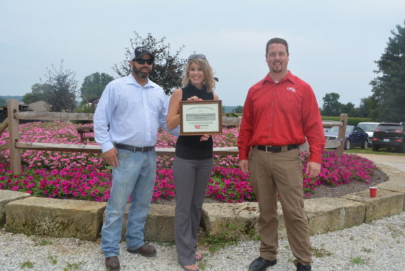 Jason and Carley Thompson received the Community Improvement Award at the quarterly chamber luncheon on Thursday, July 27 for their new business, HER Realtor. Beth Scott | Beacon